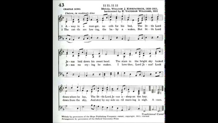 Away in a manger (Tune: Cradle Song) (New English Hymnal 22)